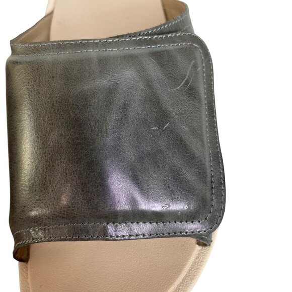 ABEO Paige Leather Slide Sandals Slip-On Leather Upper Gray Size 10 - Picture 7 of 10